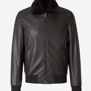 Chaqueta Cuello Contraste Piel