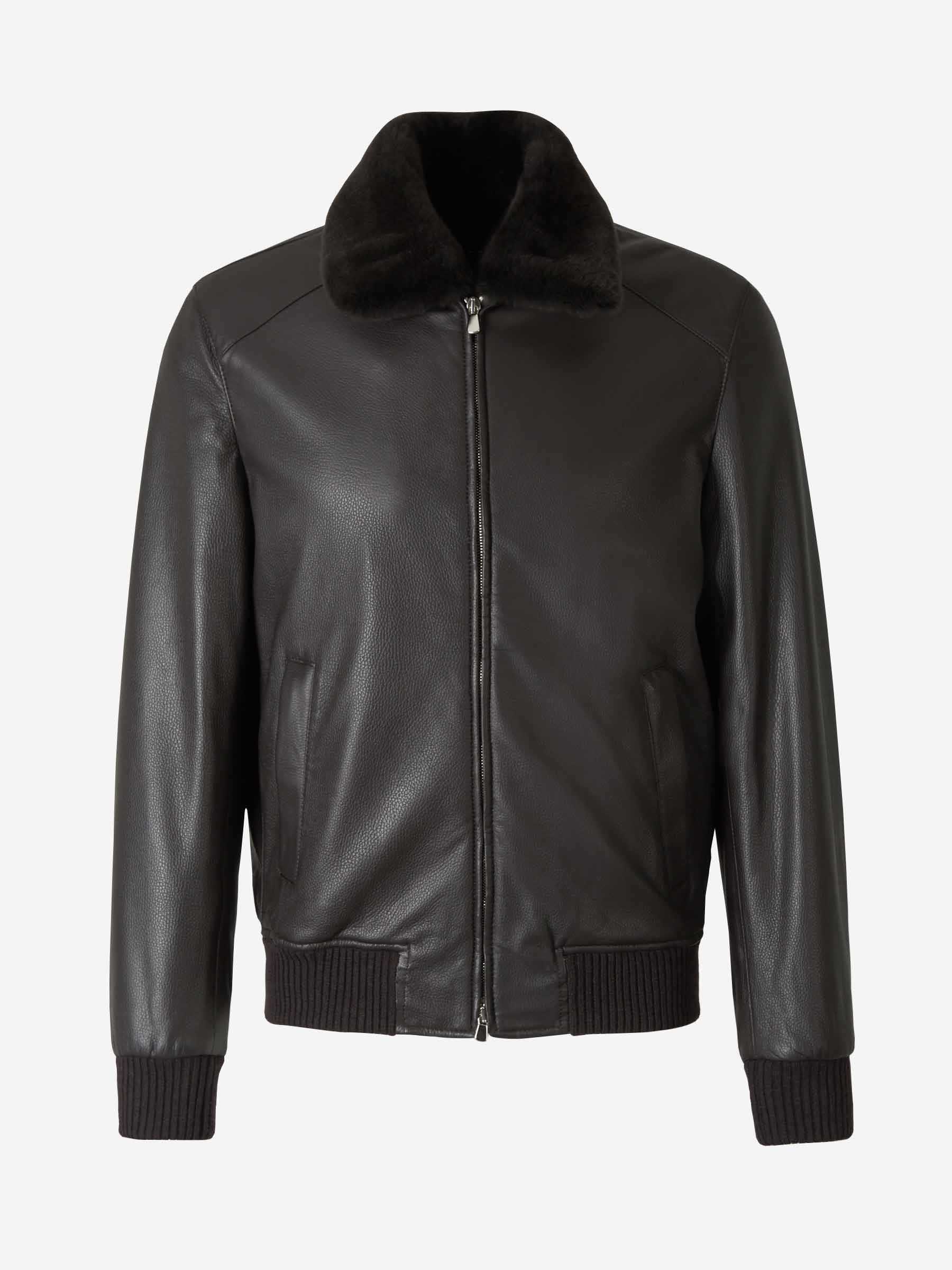 Chaqueta Cuello Contraste Piel