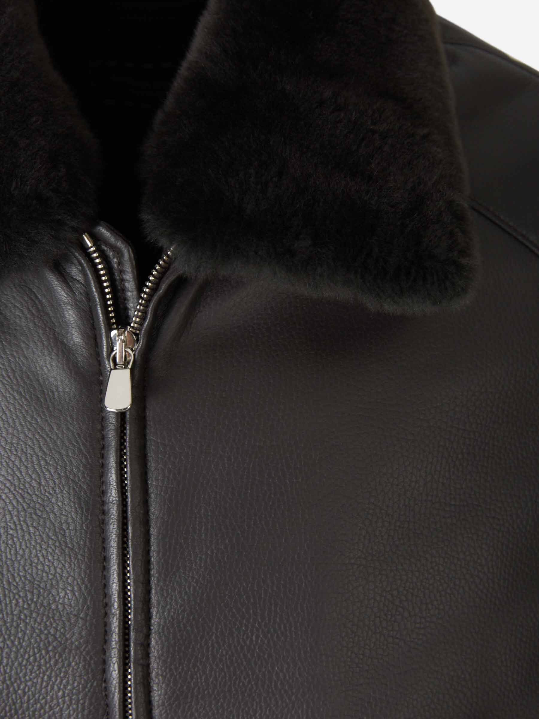 Chaqueta Cuello Contraste Piel - Imagen 3