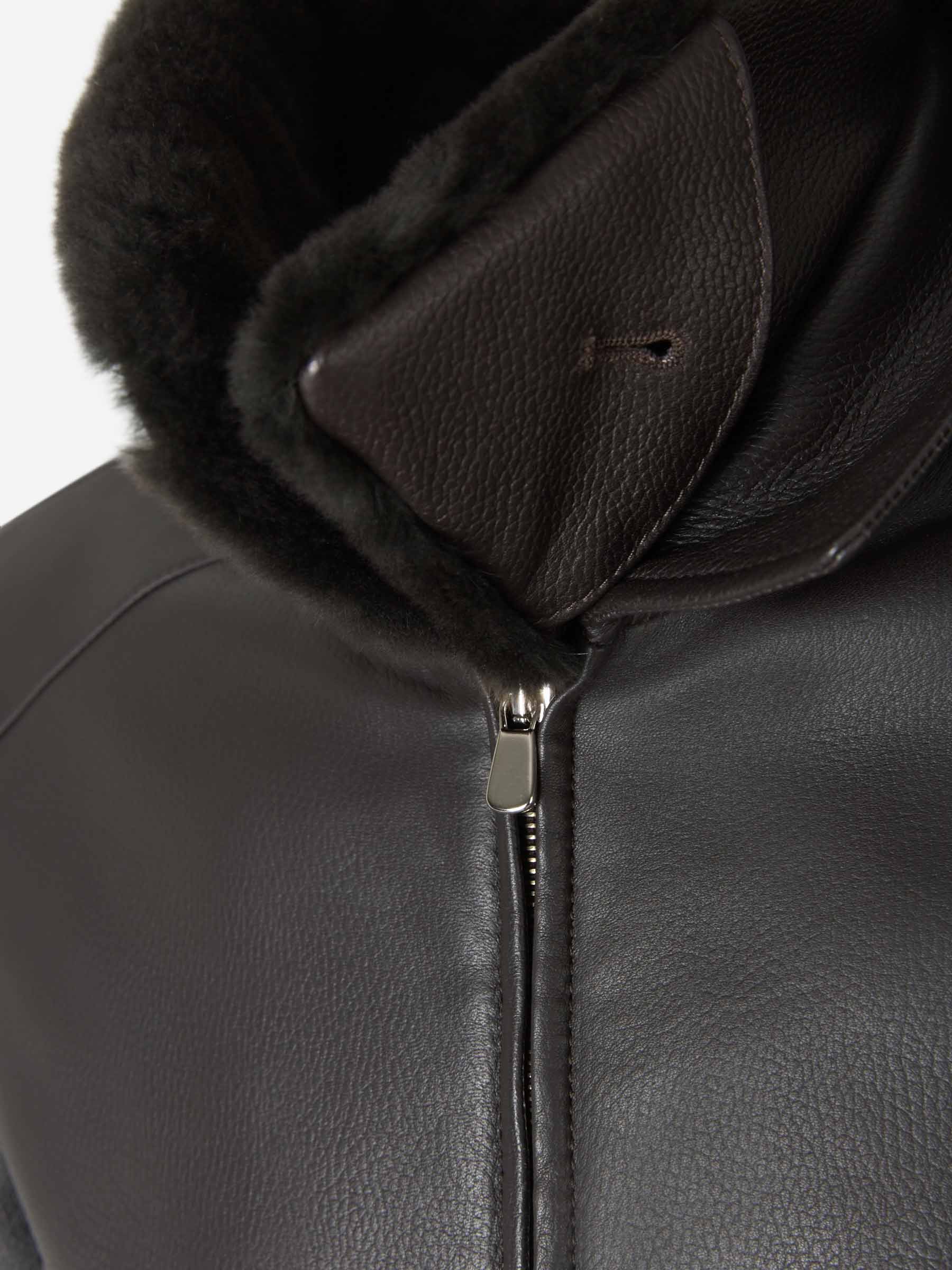 Chaqueta Cuello Contraste Piel - Imagen 4