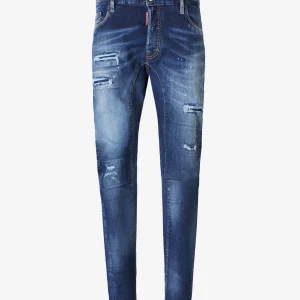 Jeans Dark Ripped Biker