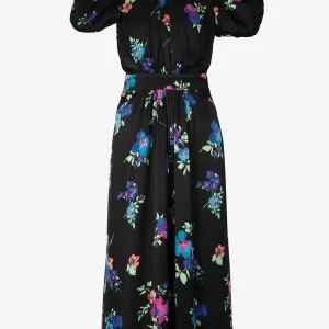 Vestido Motivo Floral Satén