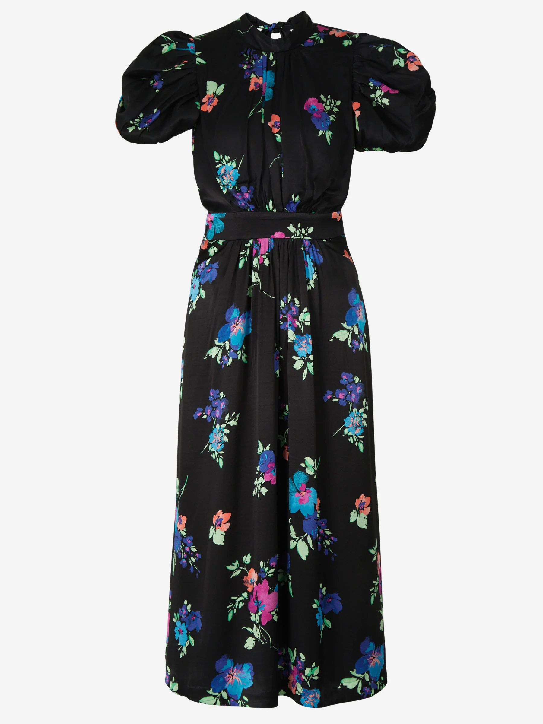 Vestido Motivo Floral Satén