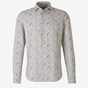 Camisa Motivo Flores Lino